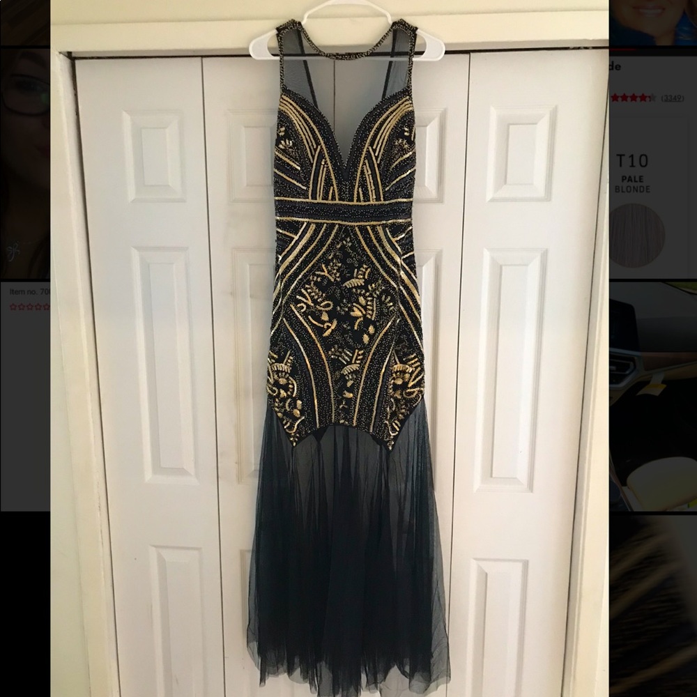Black and Gold Gatsby Style Dress
